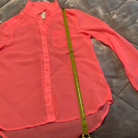 American eagles sheer blouse hot pink neon - Picture 7 of 7